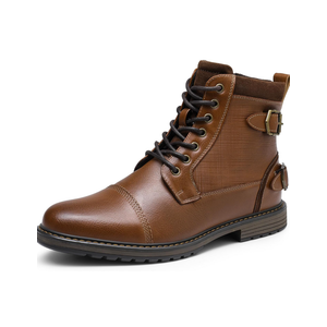 Bruno Marc Men's Motorcycle Boots Oxford Dress Boot, Brown, Size 6.5