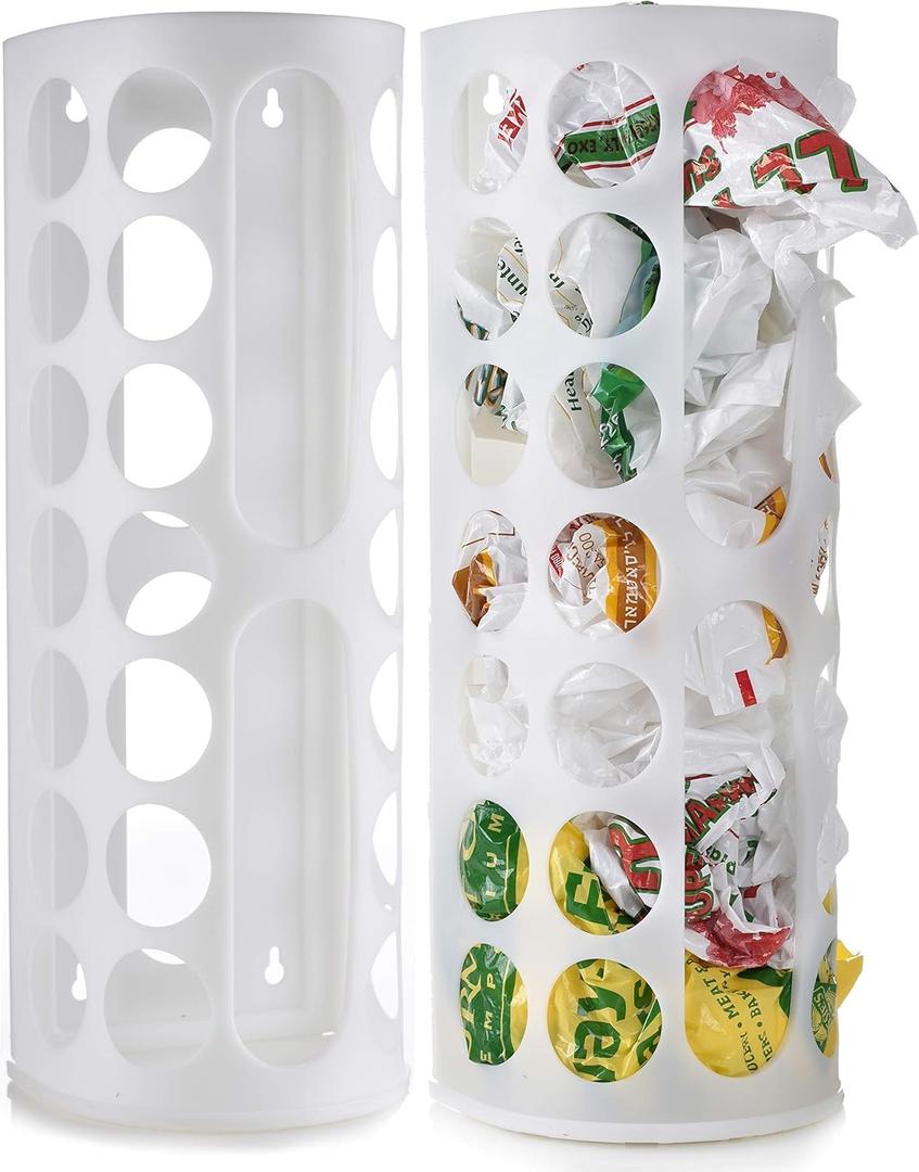Handy Laundry Grocery Bag Storage Holder, Large Bag Dispenser, Neatly Store Plastic Shopping Bags & Keep them Handy for Reuse, Access Holes Make Adding or Retrieving Bags Simple & Convenient, (2-Pack)