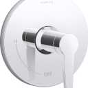 KOHLER TS74042-4-CP Pitch Rite-Temp Valve Trim, Shower Trim Faceplate with Lever Handle, Trim Only, Requires Valve, Polished Chrome (144.27 cubic inches)
