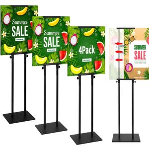 4Pack Poster Holder for Display, Adjustable Pedestal Sign Stand Up to 78 Inches, Double-Sided for Board & Foam, Sign Holder Stand with Non-Slip Mat Base for Wedding, Restaurant & others
