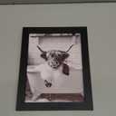 Highland Cow Bathroom Wall Art, Cute Black and White Animal Wall Decor Painting, Highland Cow in Bathtub Farmhouse Canvas Print Picture, Funny Bathroom Restroom Decor 8x10 Inch Wood Framed