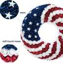18Inch Patriotic Roses Wreath, 4th of July Summer Soft Touch Foam Roses Wreath for The Front Door, Handcrafted Memorial Day Artificial Flowers for Indoor and Outdoor