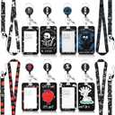 4 Set Badge Holder ID Teacher Nurse Badge Reel with Retractable Lanyard for Work Accessories Office Women Gifts(Nurse Day)