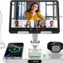 6 in 1 Wireless Charger for Apple Multiple Devices, Charging Station with Clock &7 Color Ambient Light, Foldable Rotate Stand for iPad, for iPhone17/16/15 Series, Support for Apple Watch11/10 AirPods4