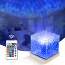 Northern Lights Ocean Wave Table Lamp Projector, 16 Colors Dynamic Rotating Underwater Wave Lights, Cube Aurora Glow Projector Night Light with Remote Control for Bedroom Bed Kids Adults Baby Room (Square)
