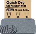 SoliCozy Stone Bath Mat - Diatomaceous Earth Quick Dry Bath Mat, Super Absorbent Non-Slip Shower Mat for Bathroom, Kitchen, Pool - Natural Diatomite Bathtub Mat (Grey, 16x24in)