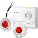 Caregiver Pager Wireless Call Buttons for Elderly Monitoring SOS Alert System Portable Alarm for Nurse Call Seniors Patients Emergency Home (2 Call Buttons 1 Receiver)