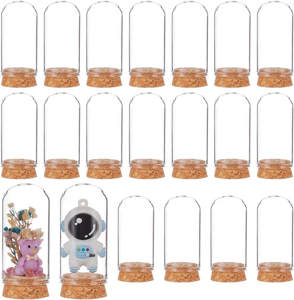 BENECREAT 20 Pack Glass Cloche with Cork Base, 2.4x1.2 inch Display Dome Jars for Wedding Centerpieces, Fairy Gardens, Mini Cake Covers, Party & Home Decor