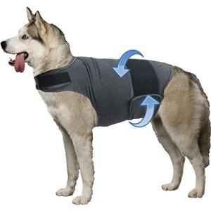 Dog Anxiety Jacket, Skin-Friendly Calming Shirt for Dogs - Dog Coat for Thunder, Fireworks and Separation - Keep Pet Calm Without Medicine & Training, Anti Anxiety Vest for Dogs (Dark Grey, L) (Large)