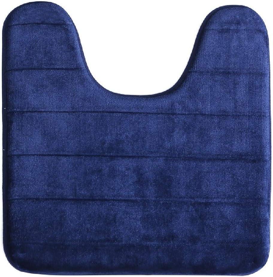 Memory Foam Toilet Bathroom Mat, Soft and Comfortable U-Shaped, Thick Water Absorption Non-Slip and Machine Wash and Easier to Dry for Bath Commode 20 X 24 Inches Contour Rug (Navy)