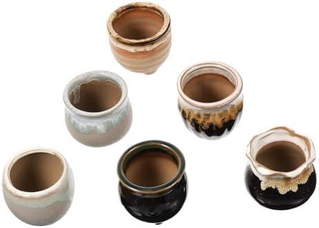 IWOWHERO 12pcs Mini Ceramic Succulent Planter Pots Crack-Resistant Small Flowerpots for Succulents Cactus and Mini Plants Decorative Home and Office Garden Containers