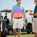 uideazone Mens Golf Shirt Dry Fit Athletic Polo Shirts Moisture Wicking Performance 3D Print Short Sleeve (Small, Gradient Colorful)