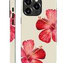 for iPhone 14 Pro Max Case [Compatible with Magsafe] Pattern Design for Women Girls Hybrid 2 Layer Hard Shell Silicone Protective Magnetic Cover, C Tropical Hibiscus Flower
