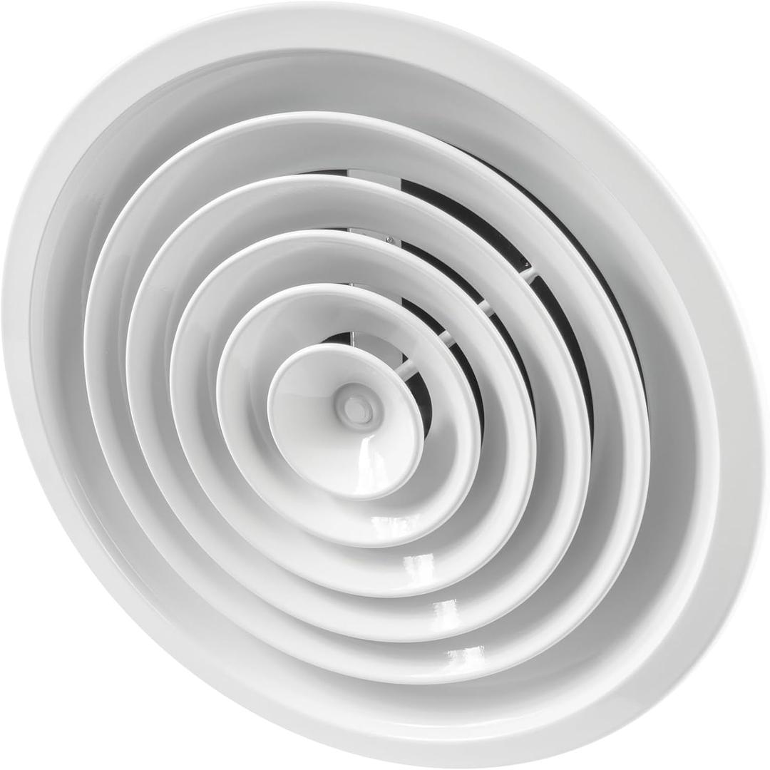 Repa Market 12 Inch (Neck) Round Aluminum Ceiling Diffuser/White Powder Coated HVAC Vent Cover/Multi-Directional Air Distribution/Supply & Exhaust Airflow for Industrial & Home Ventilation