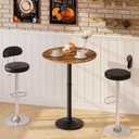 HOOBRO Round Bar Table, 35" Tall Pub Table, Cocktail Table with Base for Narrow Space, Bar Height Table for Kitchen, Easy to Assemble, Rustic Brown BF57BT01