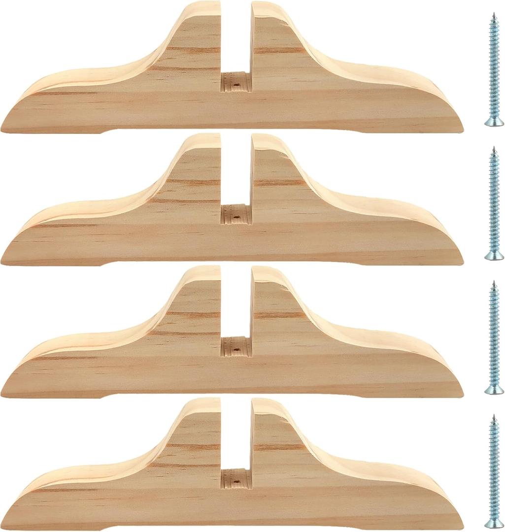 CALIDAKA 4pcs Folding Room Divider Stand, Wooden Room Divider Stand with Screws, Room Divider Screen Holder Feet Partition, Folding Privacy Screen Holder for Hotel Home Office(Color: Wood Color)