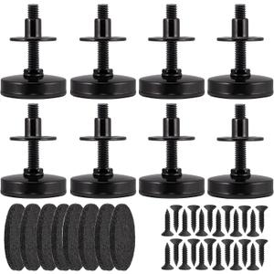 NEWBYTEK 3/8-16 Adjustable Leveling Feet Heavy Duty, 2" Base Dia Furniture Levelers for Table Chair Cabinet Sofa (1600LBs, 8 Pack, Black)