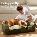 FUKUMARU Dog Couch Bed, Corduroy Cozy Cat Bed for Indoor Cats with Washable Cover, 28in Waterproof Orthopedic Dog Beds Sofa for Small Dogs and Large Cats, Cute Warm Cotton Pet Sofa, Green, 28.3"Lx20.5"Wx9"Th