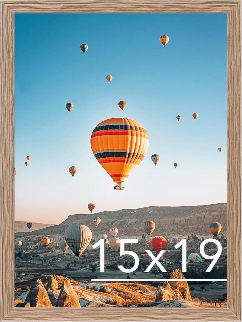 JCJMY 15x19 Picture Frame Rustic Brown for Poster Photo Picture, Horizontal and Vertical Formats for Wall Hanging, 15 x 19 Wall Gallery Poster Photo Frame for 15 by 19 Photos Posters, Rustic Brown