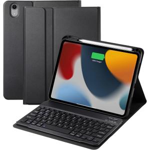 Keyboard Case for iPad A16 2025 11th Generation/ iPad 10th Gen 10.9'' 2022 Case with Keyboard, Smart Folio Cover with Pencil Holder, Slim Rechargeable Magnetic Bluetooth keyboard Detachable (Black)