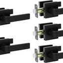 AIKKIL Black Interior Door Handle Square Keyless Door Lock Set, 5 Pack Privacy Door Levers Handle for Bedroom or Bathroom, Heavy Duty Door Handles with Reversible Handle for Left Right Sided Doors (Matte Black Finish)