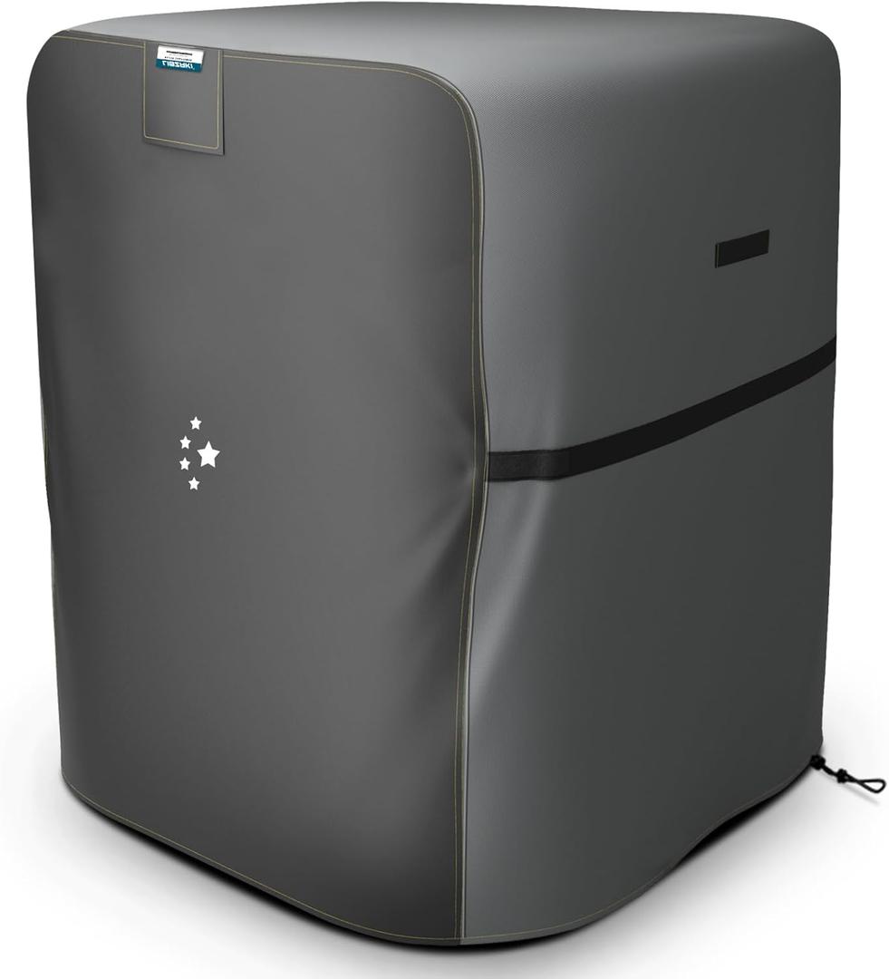 LIBZAKI Air Conditioner Cover Waterproof 600D Heavy Duty for Outside Units-Durable AC Cover Universal Sizes Square Fits up to 38 x 38 x 40inches-Gray/Black