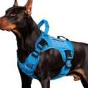 WINGOIN Blue Tactical Dog Harness for Large Dogs, Heavy Duty No Pull Dog Harness with Handle, Adjustable Reflective Military K9 German Shepherd Big Size Dog Vest for Walking, Training, Hunting (M)
