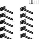 12 Pcs 3" Black Steel Floating Shelf Bracket Blind Shelf Supports - Hidden Brackets for Floating Wood Shelves - Concealed Blind Shelf Support  Screws and Wall Plugs Included