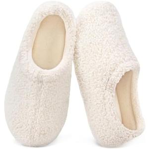 Women's Fuzzy Curly Fur Fleece Lining Memory Foam Loafer Slippers | Non-slip, Indoor and Outdoor, Machine-washable, Warm, Bedroom, Lightweight. Size M (7-8)