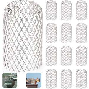 Noamus 12 Pack Downsport Gutter Guards, 3.5 Inch Adjustable Aluminium Filter Strainer, Expandable Leaf Filter Mesh Protector for Preventing Blockage Leaves Debris Drain Net Cover Gardening Tools
