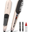 Tome Steam Straighteners Brush, Negative Ion Hair Straightener Brush to Manage & Shape, Wide Hot Comb for Medium to Thick Hair, Steam Brush for Women, Pink