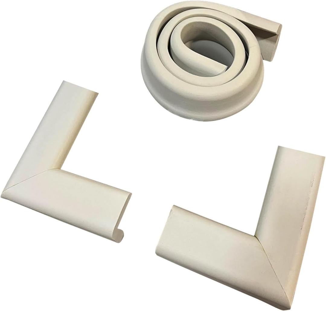 Cardinal Gates MPK Medium Hearth Pad Kit - Fireplace Baby Proofing - Adhesive Backed Fireplace Bumpers for Babies - 10 Feet of Padding with 1 Straight Piece & 2 Corners - Made in The USA - Taupe