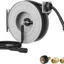 Giraffe Tools Pressure Washer Hose Reel 65ft, Retractable Power Washer Hose Reel, Heavy Duty, Wall/Floor Mounted, 3200 PSI, Silver