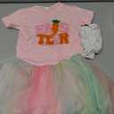 Amnnchya Toddler Girl Easter Outfit Carrot Short Sleeve Kids Baby Tee Shirt Tops Tutu Dress Little Girls Summer Skirt Set (Pink, 3-4T)