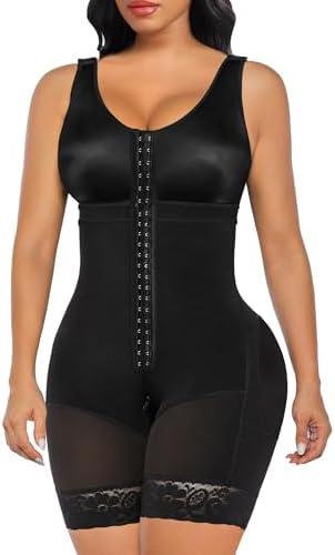SHAPERX Women's Fajas Colombianas Tummy Control Shapewear Postpartum Full Body Shaper Butt Lifter Bodysuit, L, Black