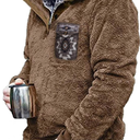 Beotyshow Mens Aztec Fleece Jackets Fuzzy Sherpa Pullover Sweatshirts Winter Coats Western Vintage Sweaters with Pocket, Large, Brown