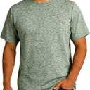 Men's Athletic T Shirts Crew Neck Breathable Quick-Dry Short Sleeve Workout T Shirt for Gym Running Fitness 1&2&5 Pack (Green, L)