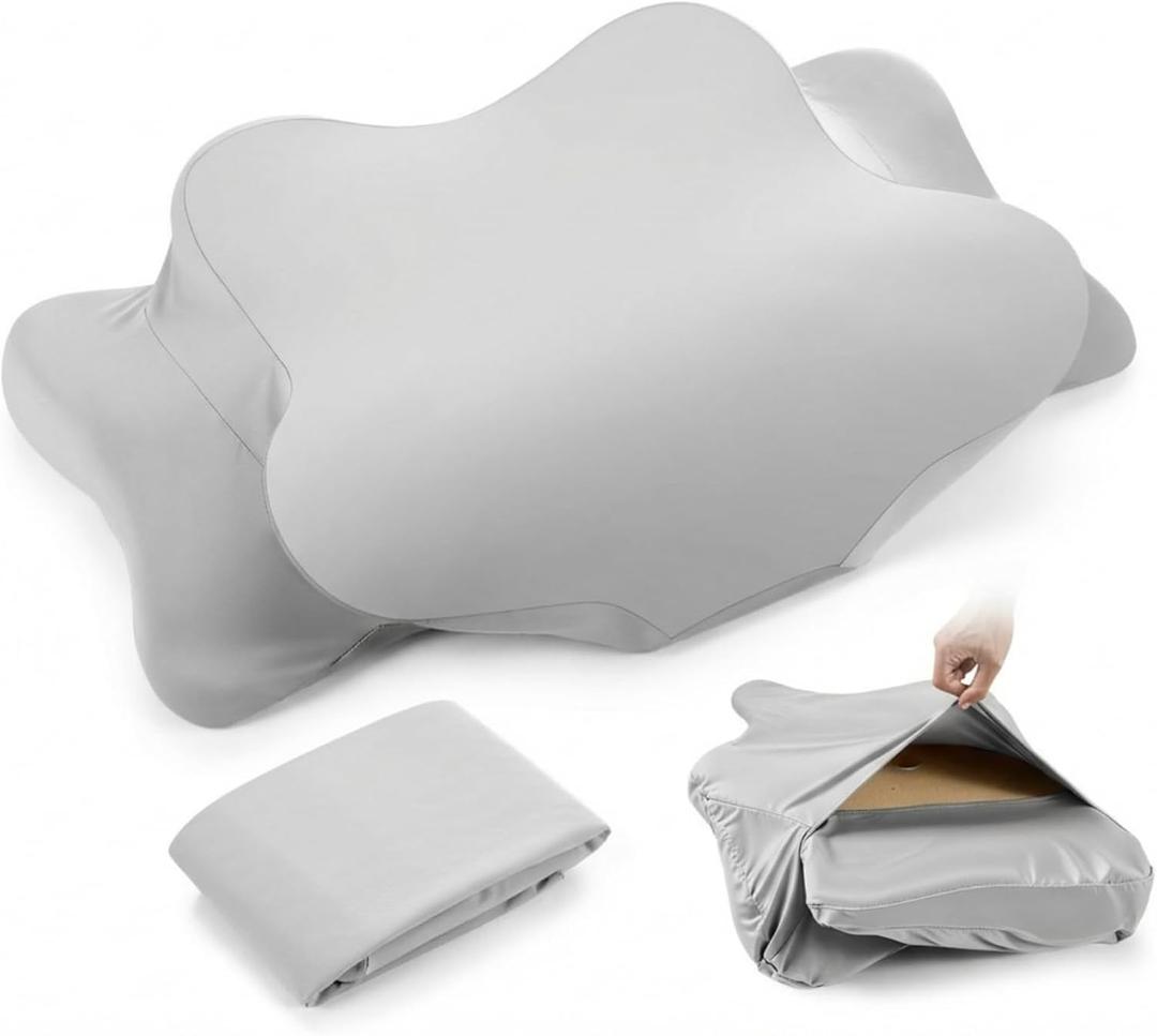 Cooling Cervical Pillowcase Cover with Envelope Closure (Only Pillow Case) Ergonomic Neck Pillowcase Smooth Soft Cool Pillow Cover for Side Back Stomach Sleepers(Gray,Queen Size)