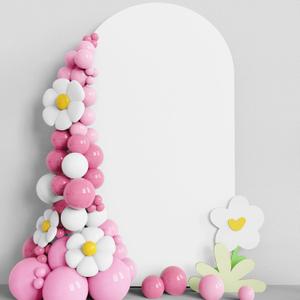 Asee'm 7.2FT Wedding Arch Cover White Fitted Spandex Cover 2-Sided Round Top Chiara Backdrop Stand Covers for Party Ceremony Birthday Banquet Decoration