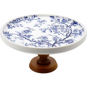 Crapyt Ceramic Cake Stand Round Cake Display Stand Dessert Display Cupcake Stands for Cakes, Fruits, Snacks Mini Cake Stand7.874.13" (Brown and White)