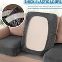 H.VERSAILTEX Velvet Stretch Couch Cushion Cover Plush Cushion Slipcover for Chair Cushion Furniture Protector Seat Cushion Sofa Cover (1 Piece Armchair Cushion Covers, Grey Striped)