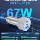 WODENTA for iPhone 17/16/15 Pro Max Car Charger, 67W 3-Port Fast USB C Car Charger Power Cigarette Lighter Adapter with 3FT USB C to C Cable for iPhone 17/17 Pro/Air/17e/16/15 Pro Max/Plus/16e, iPad