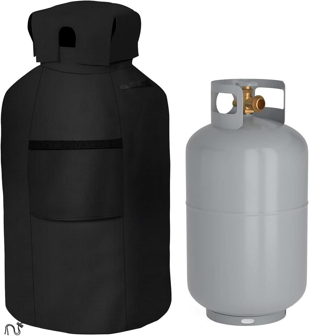 AKEfit Propane Tank Cover 30lb Gas Tank Cover Outdoor 600D Heavy Duty Waterproof Covers Fits Standard 30 lb Tank Cylinder, 13'' x 24'' Black