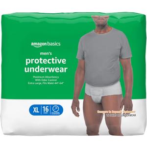 Maximum Absorbency Incontinence Underwear for Men with Leak Protection and Odor Control, X-Large, 16 Count