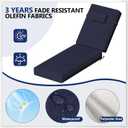 72 x 21 x 4 Inch Olefin Chaise Lounge Cushions, Lounge Chair Cushions with Headrest for Outdoor Furniture - Weather and Fade Resistant Patio Replacement Furniture Lounge Chair Cushion