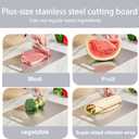 Stainless Steel Cutting Board,Double Sided Steel Cutting Boards for Kitchen Meat Vegetables & Fruits,Dishwasher Safe Easy to Clean (L Size)13.2 9.1in)