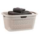 Mind Reader 40L Laundry Basket, Linen Design Clothes Hamper, Plastic Storage Bin with Handles, Ivory