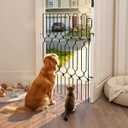 SNUOWU Retractable Metal Dog Gate for Front Doors & RVs, 30.7" Wide 30.7" Tall Bite-Proof Pet Dog Barrier, Space-Saving Wall-Mounted Front Door Gate for Indoor Use