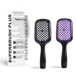 2Pcs Detangling scalp brush,Untwisted haibrush,Flexible bristles, anti-static massage paddlebrush, suitable for Wet and Dry Detangle Urbrush for Men and Women (Black+Purple)