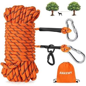 Dog Tie Out Cable for Camping 50ft, Dog Runner for Yard Hold up to 350lbs, Portable Dog Camping Essentials for Outside